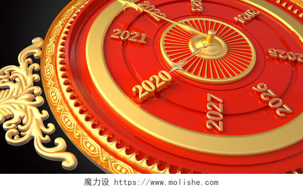 2020新年心情红色转盘钟表模型